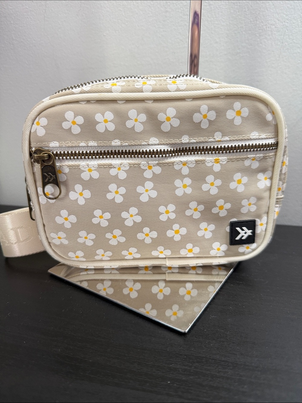 Thread NWT Luna Beige Floral Print Crossbody/Belt Bag with Cream Strap